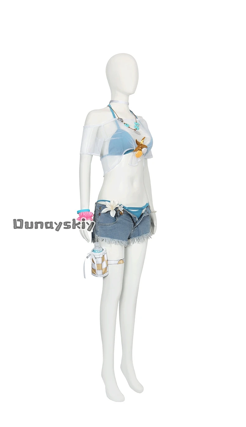Anime Game Wuthering Waves Lynae Cosplay Costume Summer Beach Bikini Cowboy Shorts Wig Woman Sexy Role Play Halloween Party Suit view 4