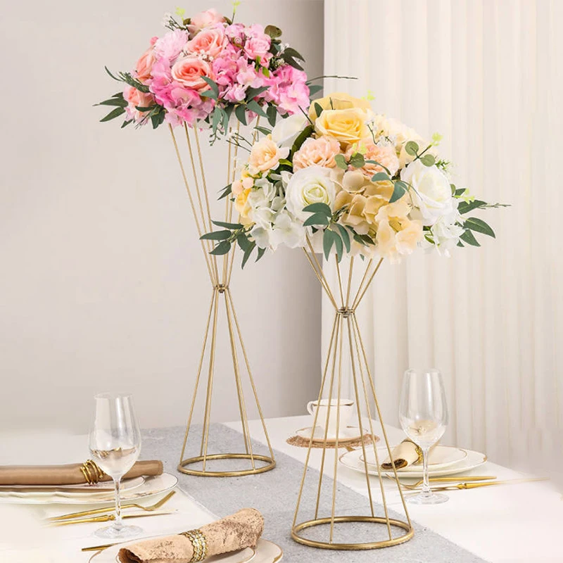 50/68cm Flower Vases Metal Column Flower Arrangement Stands Wedding Birthday Party Dinner Table Flowers Rack Centerpiece Decor