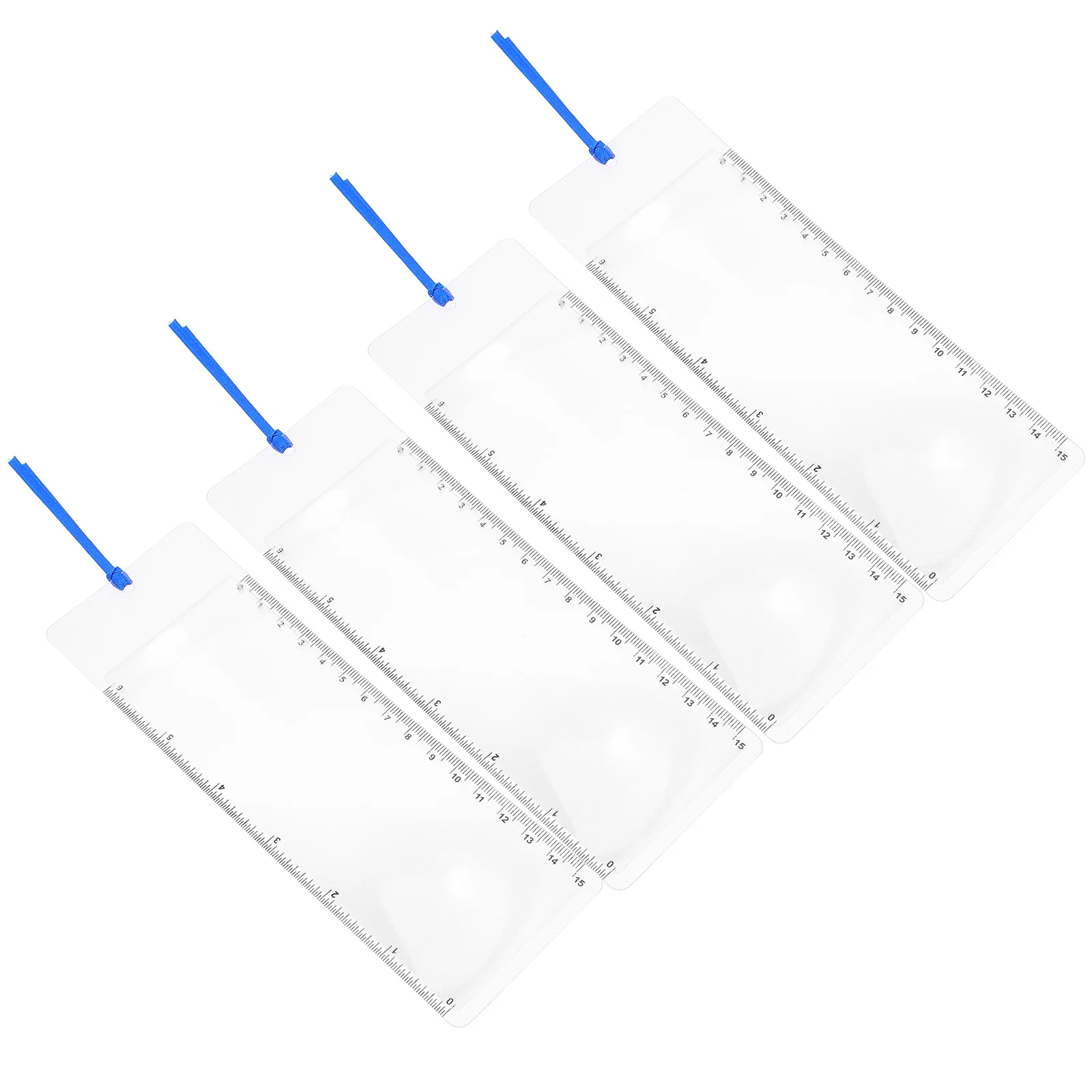 

4pcs Bookmark Magnifier with Ruler Portable PVC Bookmarks for Reading 3x Magnifying Glass Handheld Lens Pocket Size