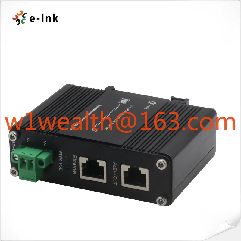 10 100 1000Mbps 12-48V DC 95W Injecteur PoE Gigabit industriel