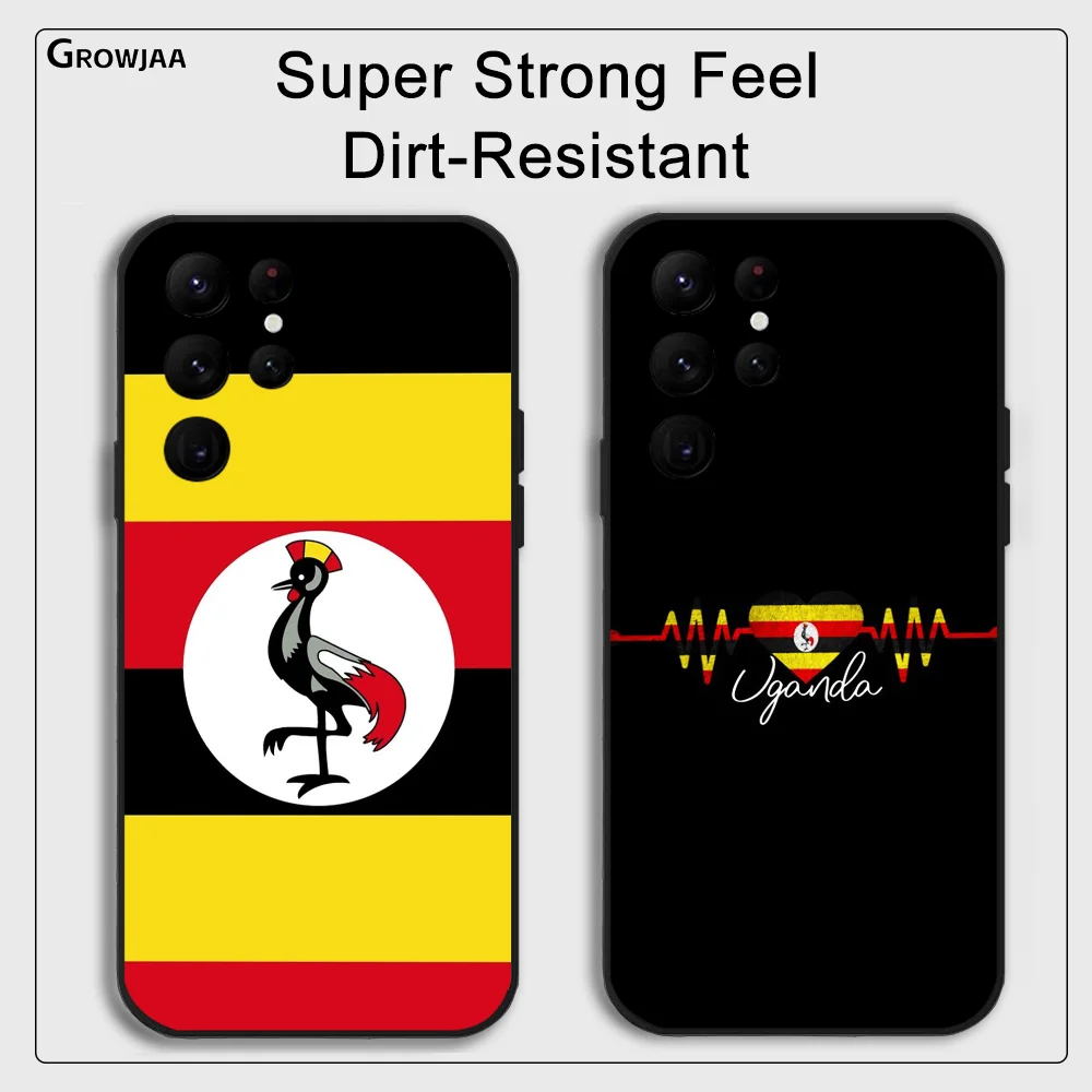 Flag Of Uganda Pattern Phone Case For Samsung Galaxy S24 Ultra S22 S23 Ultra S21 S20 5G Protective Silicone TPU Funda