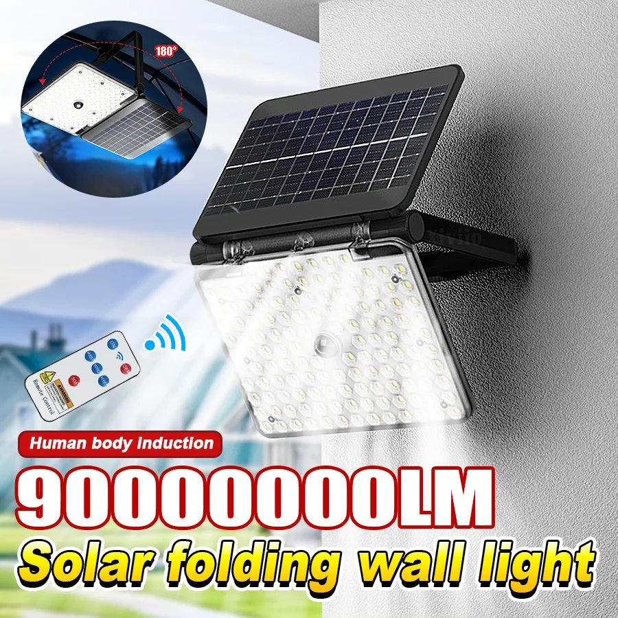 Outdoor Solar LED Super Bright Powered Lamp Waterproof Motion Sensor with Remote Control Garden Light Yard Garage Solar Sunlight