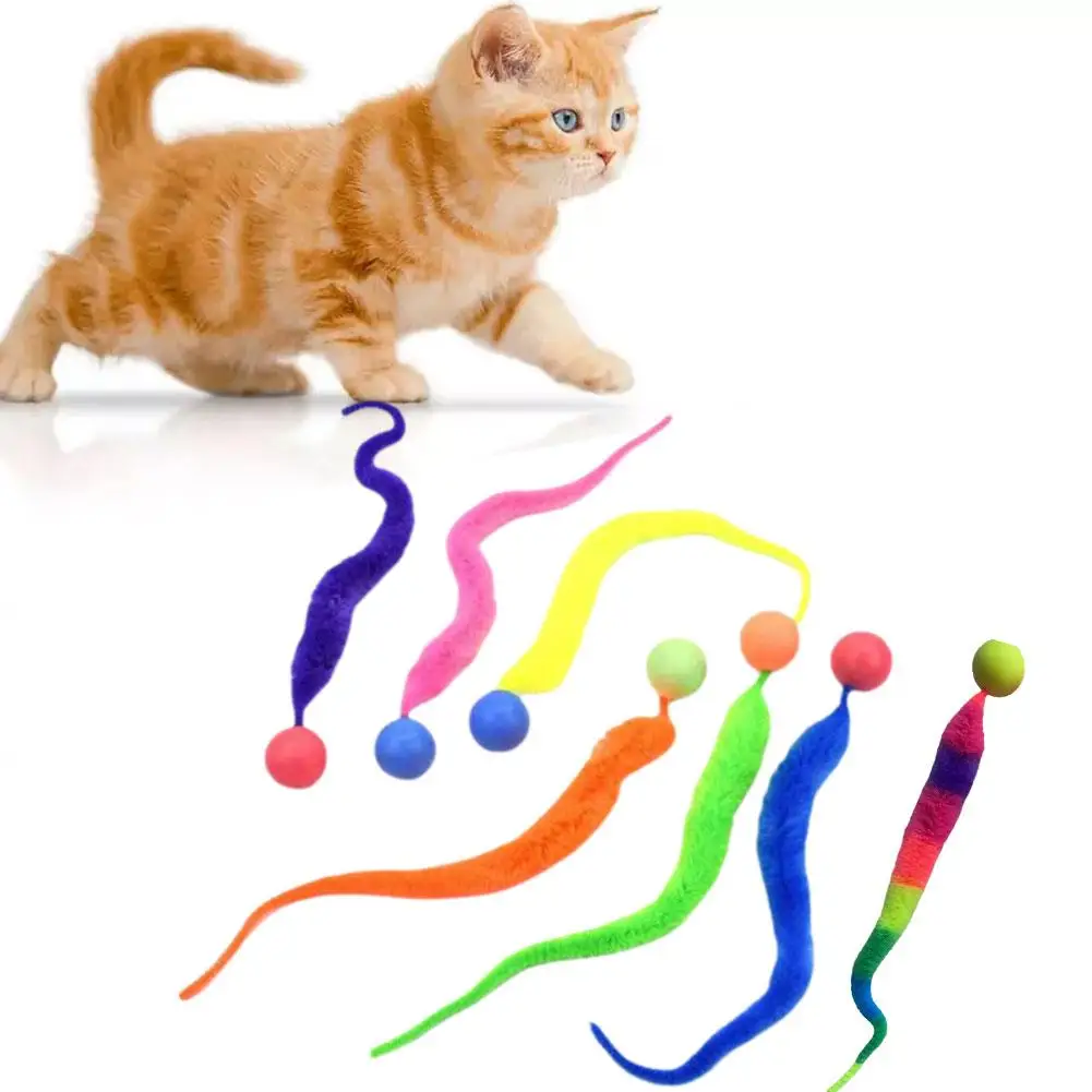 

Cat Interactive Toys Tickle Cat Colorful Bouncing Ball Puzzle Cat Caterpillar Toy Teasing Indoor Elastic Worm Supplies Pet R7M5