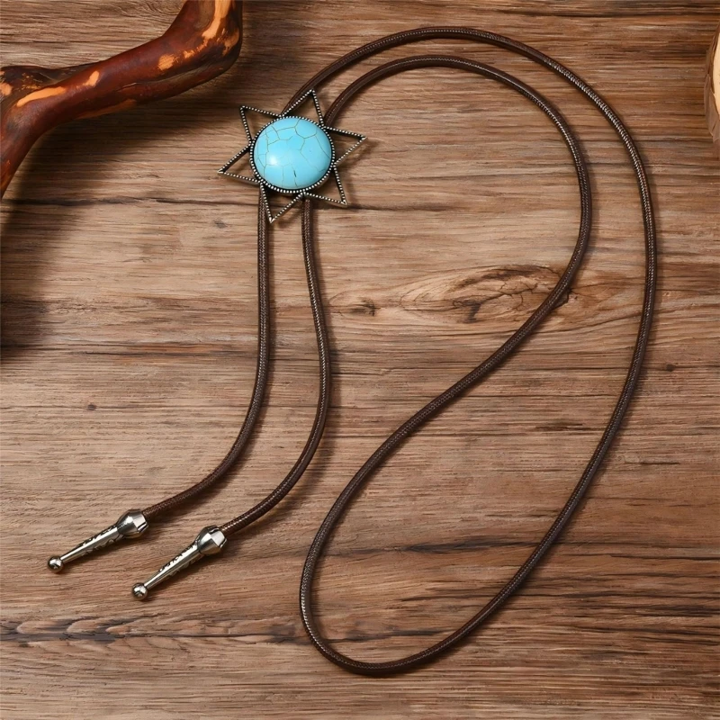 Metalen vlinder Bolo Tie Cowboy kostuum westerse outfit voor mannen en vrouwen Vintage lederen koord Rodeos stropdas ketting