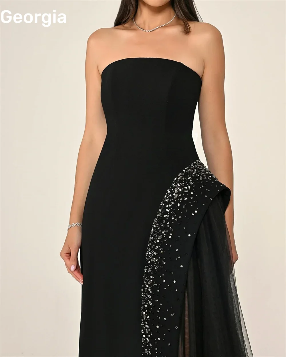 فساتين سهرة Customize Column Strapless Elegant Party Dresses For Women Floor-Length Beaded Zipper Sleeveless Formal Occasion Dre