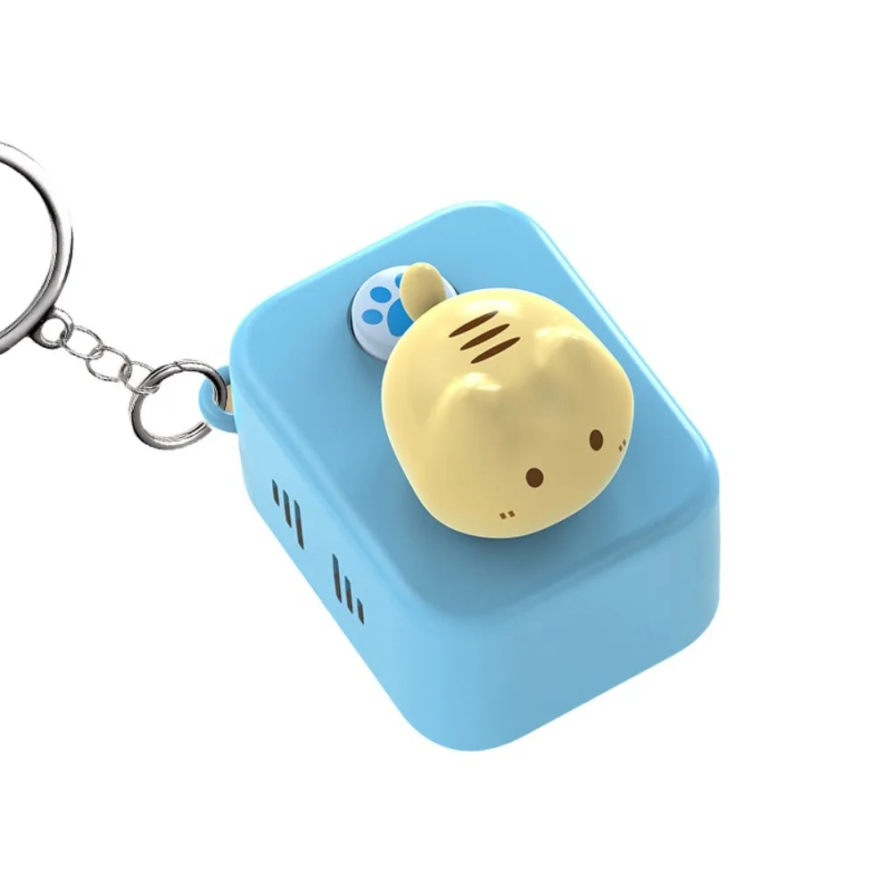 Plastic Cat-shaped Key Pendant with Music Funny Cat-themed Power Strip Hanging Ornament Sounding Cartoon Mini Office Desk Decor