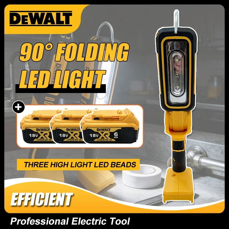 

Многофункциональный складной рабочий фонарь DEWALT 18V с литиевой батареей, 90 градусов, портативный, для кемпинга, аварийный фонарик, для автосервиса