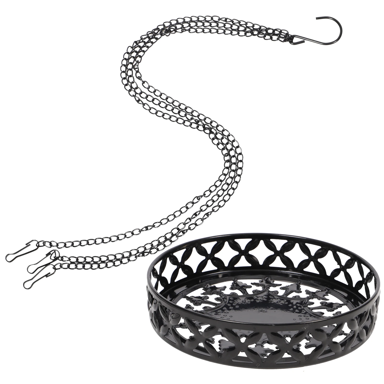 

Hanging Flower Basket Set Iron Chain Plant Pot Hanger Black Office Decorative Wall Rack for Succulents Green Storage