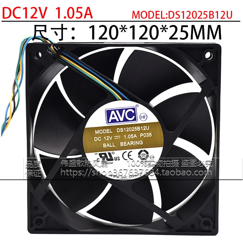 

New original DS12025B12U 12CM 12025 12V 1.05A 4-wire PWM intelligent speed regulation large air volume double ball cooling fan