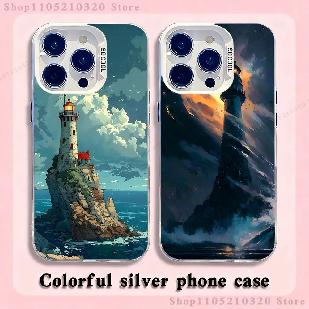 

Lighthouse Anime Phone Case For iPhone 17,16,15,14,13,12,11,Pro,XS,Max,Plus,Mini,SE4,E white Matte Shockproof Cover