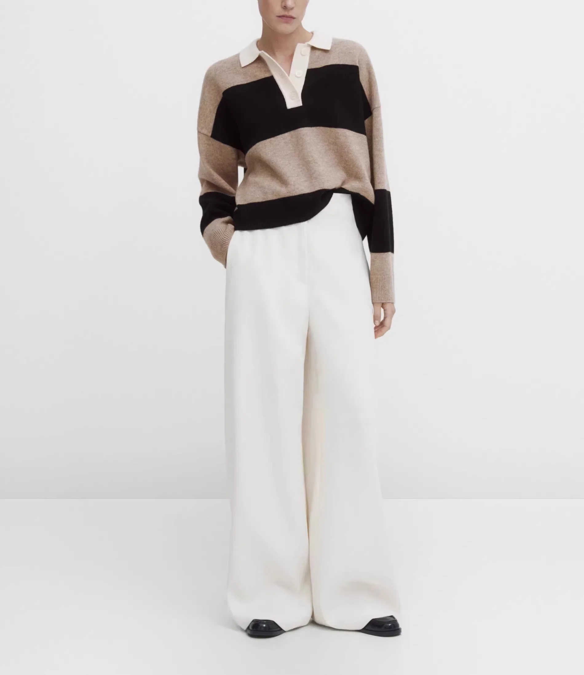 Casual Stripe  Neck Knitted Sweater Women's New Style Leisure Fashion Patchwork Stripes Polyester Fiber Long Sleeve Regul...