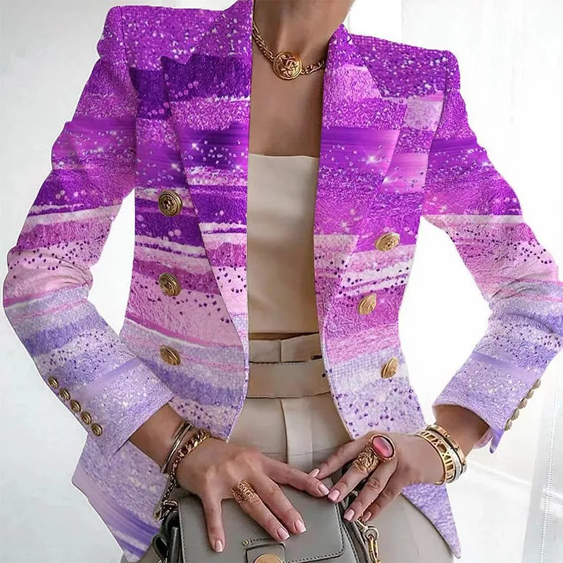 Veste slim imprimée pour femme, vêtements décontractés, petite veste moulante, mode automne et hiver, 2023