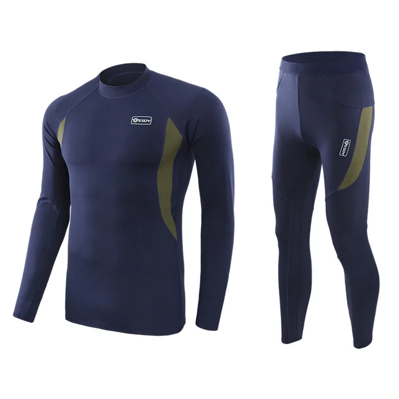 Conjunto ropa interior térmica compresión hombre forro polar invierno