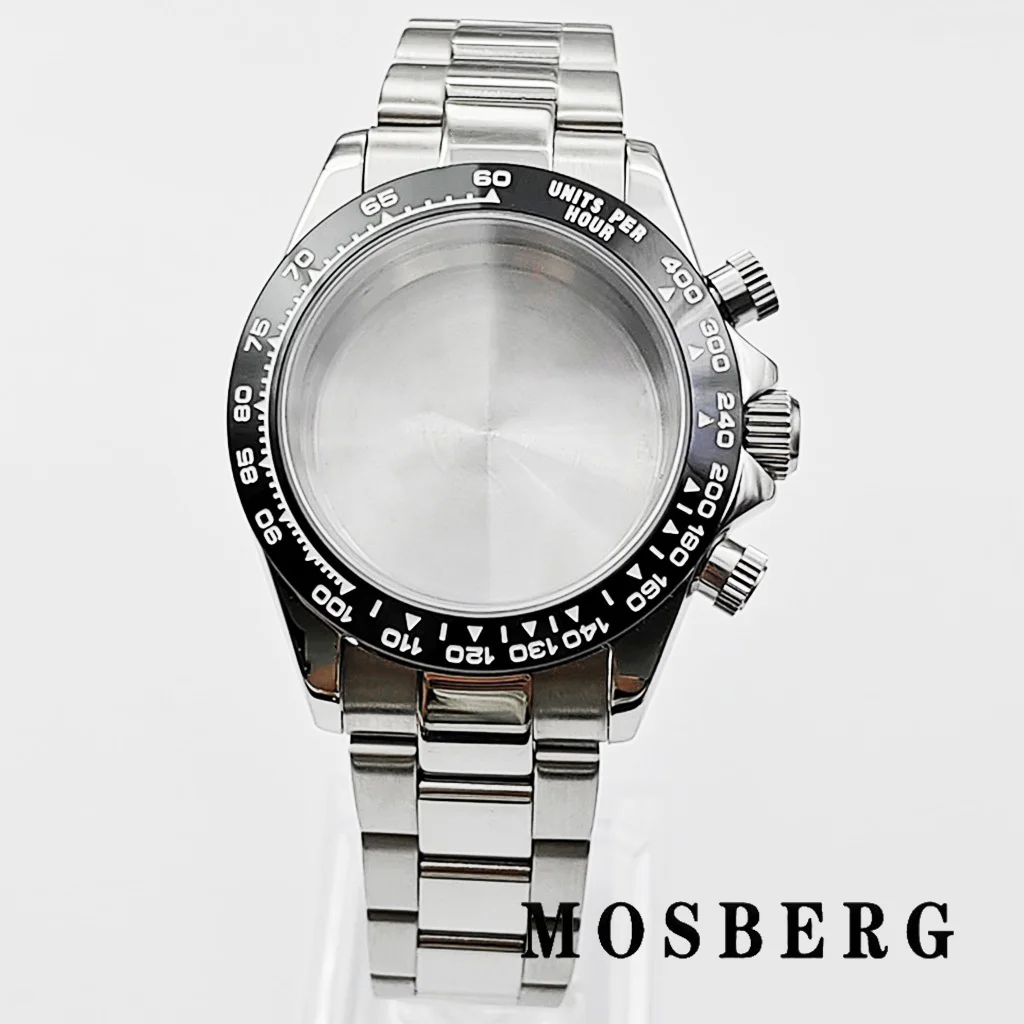 حافظة ساعة VK63 39 ملم فضية/ذهبية مع حزام من الفولاذ المقاوم للصدأ الصلب لساعات VK63 أجزاء ملحقات الحركة الأوتوماتيكية