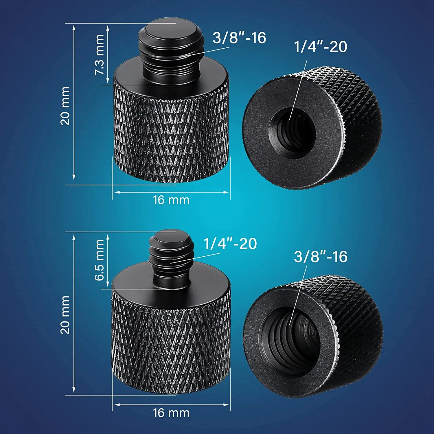 Adaptador de tornillo para soporte de trípode de cámara, micrófono de 8 piezas, 1/4 macho a 3/8 hembra y 3/8 macho a 1/4 hembra