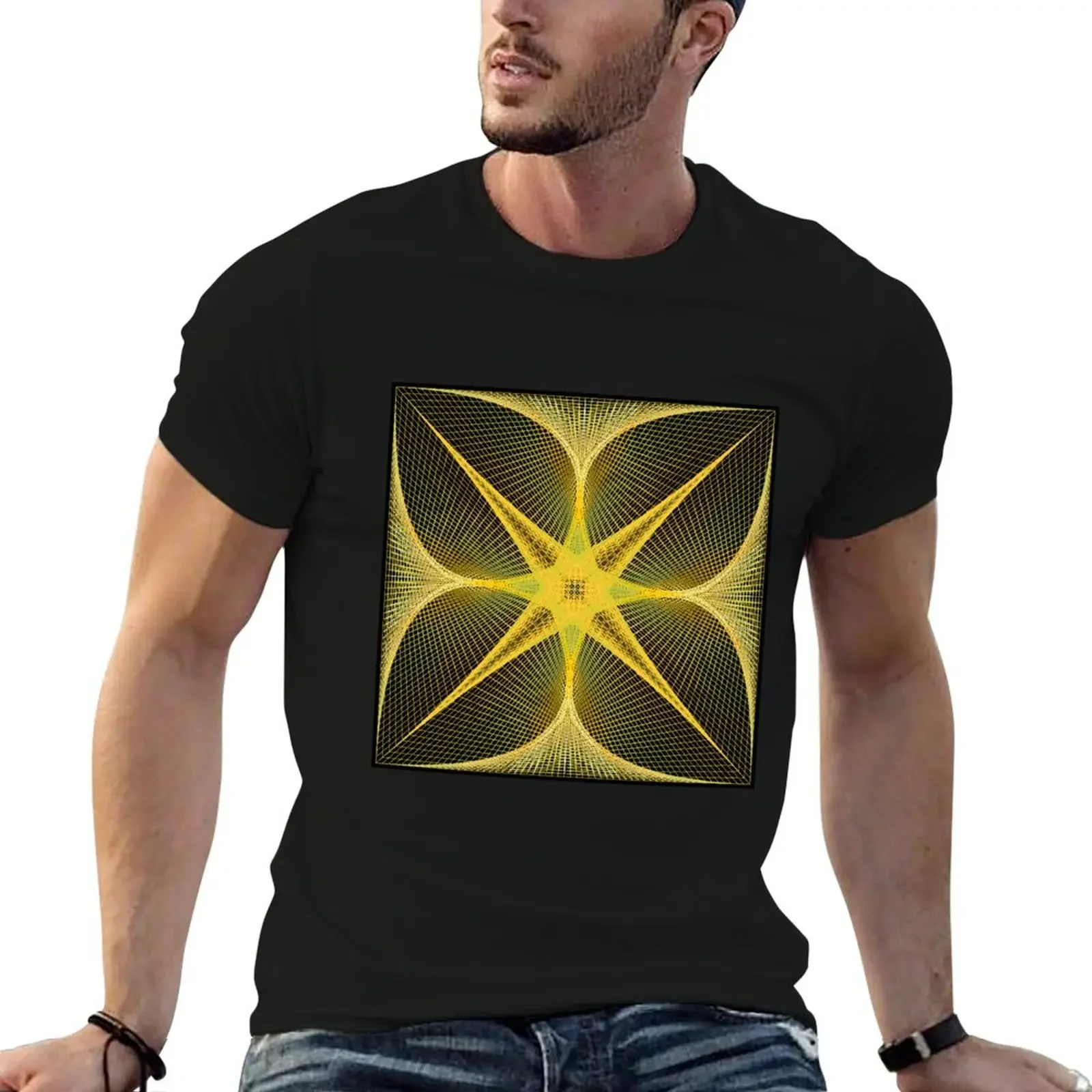 Rectangular Pattern 2 Morph D [12581-Yellows-BB] T-Shirt oversized vintage clothes clothing for men