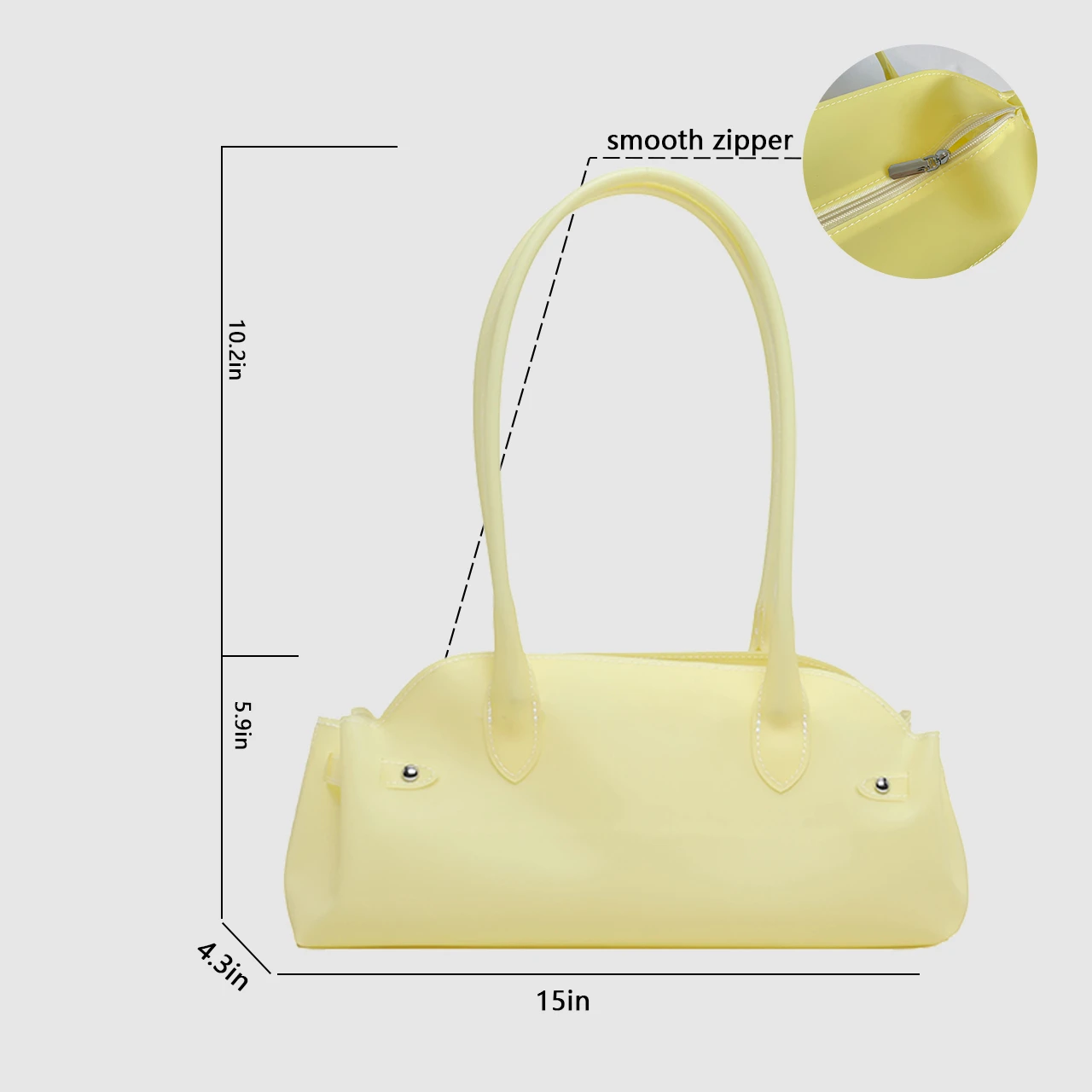 Y2K Jelly Shoulder Bag for Women Solid Color PVC Underarm Handbag, Minimalist Bright Color Tote Bag Trendy Ladies Casual Handbag