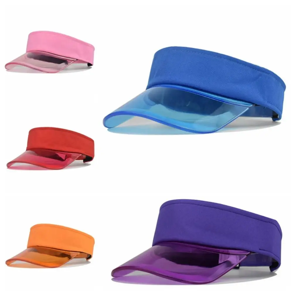 

Fashion Adjustable Transparent Visor Caps Breathable Clear Brim Summer Sun Hats Topless Anti-UV Empty Top Hat Travel Sport