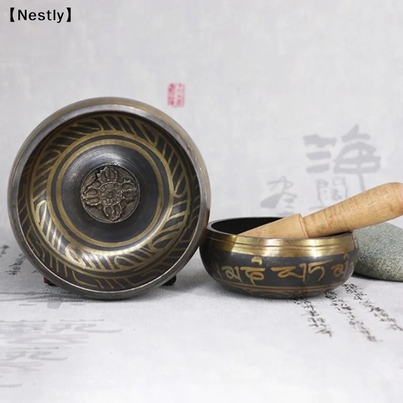 Cuenco Tibetano de Sonido Budista, Campana de Yoga, Cuenco de Meditación, Cuenco de Canto Metálico, Campana de Latón, Artesanía Musical〔Nest〕