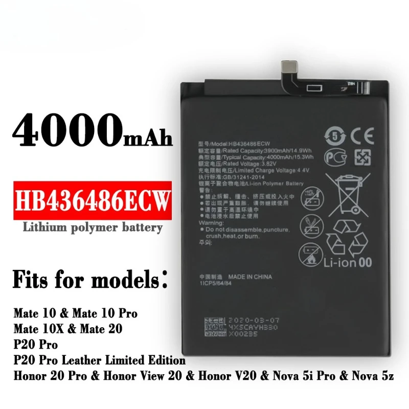 Battery for Huawei Mate Nova Honor P9 P10 P20 20 5C 5A 5X 6A 6C 7X 7A G7 8 8X 8A 8C G9 9 Y9 9i G10 10 2 2i 3 4 Plus Pro Lite