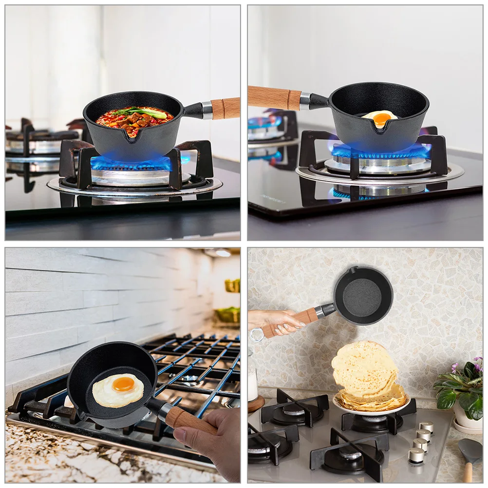 

Mini Cast Iron Pan Butter Melting Sauce Frying Small Coffee Warmer Milk Egg Pot Spout Kitchen Tool Easy Clean Compact Design