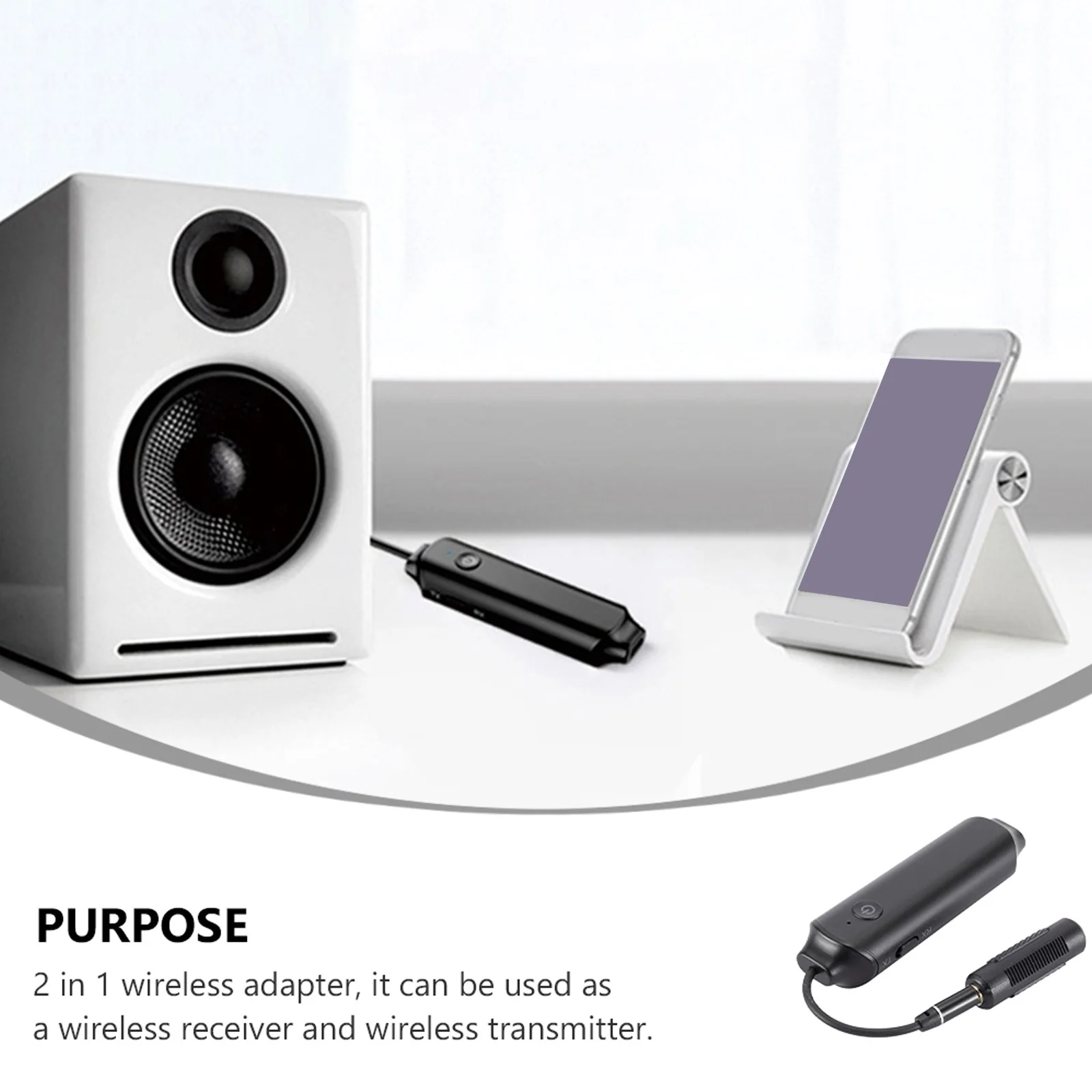 

Wireless 5.0 Car Audio Transmitter Receiver 3.5mm Aux Adapter Plug-and-Play Noise Reduction High Fidelity Sound Quality