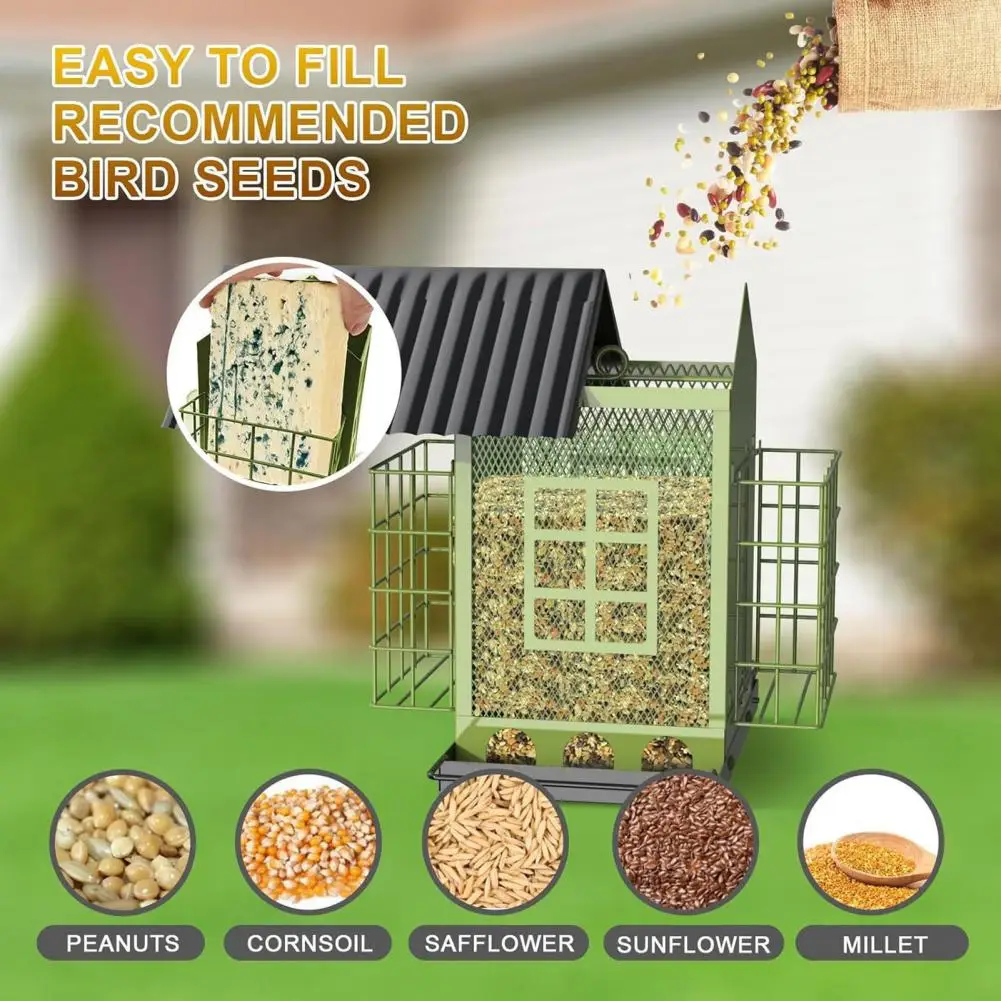

Wild S Feeder for Cardinals Sparrows Rust-resistant Metal S Feeder Metal Hanging Feeder with Double Suet Cage for Outdoors