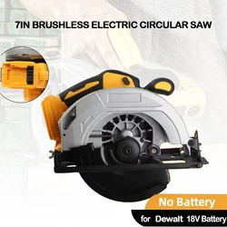 7 Inch Brushless Electric Circular Saw Cordless High Power Board Cutting Machine Woodworking Power Tools Fit Dewalt 18V Battery