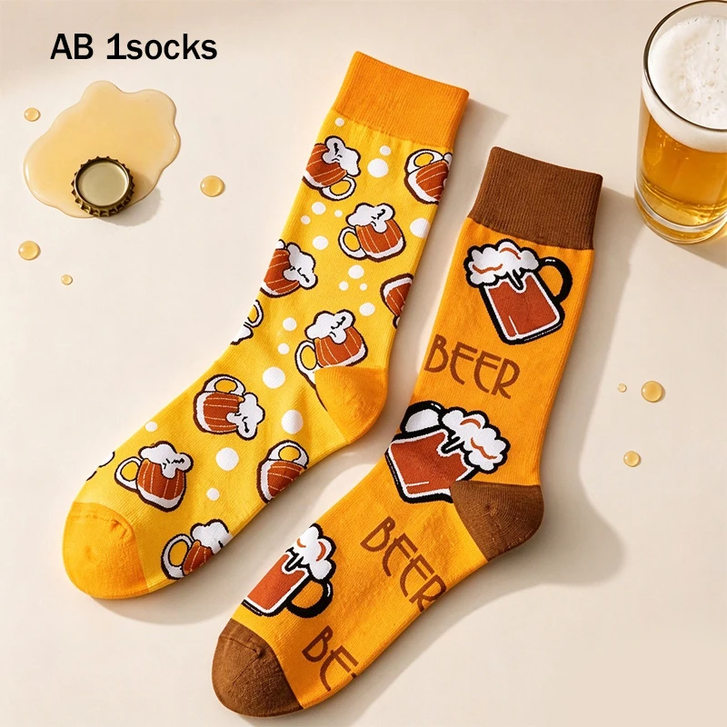 Different AB beer socks with neutral interesting, novel realistic patterns, creative design, full of atmosphere surprising gifts