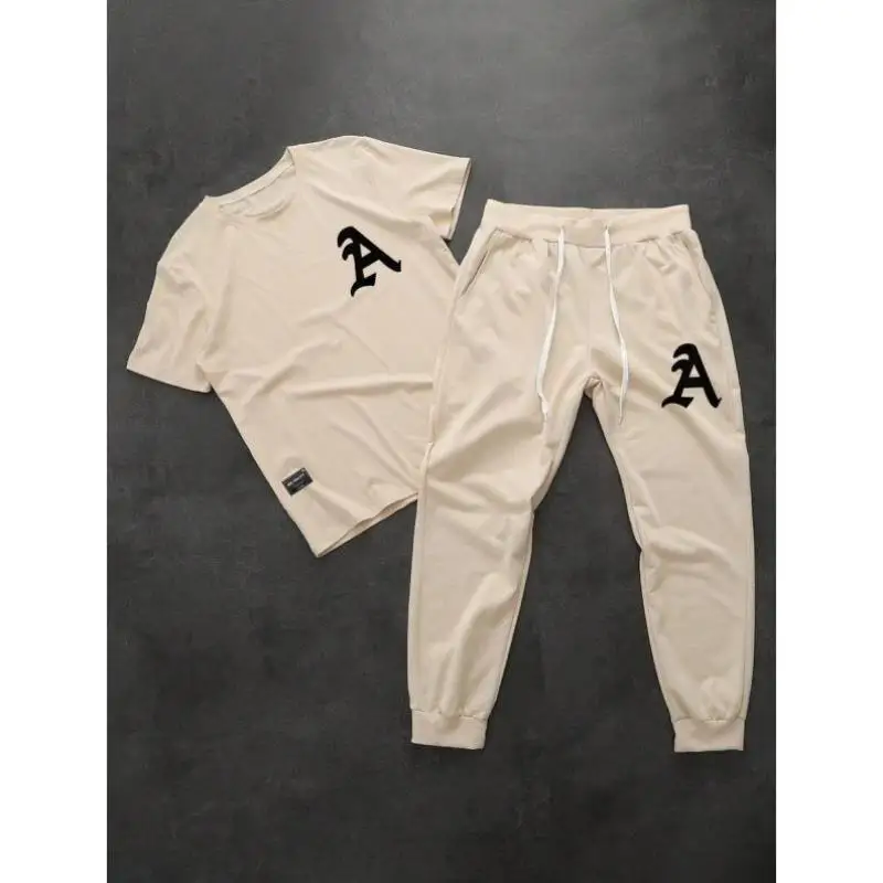 

Men's Casual ort Sve T-irt Set Letter Print M-Sle Autumn TEMU Cross-Border Faion Comfortable Breathable Clothing