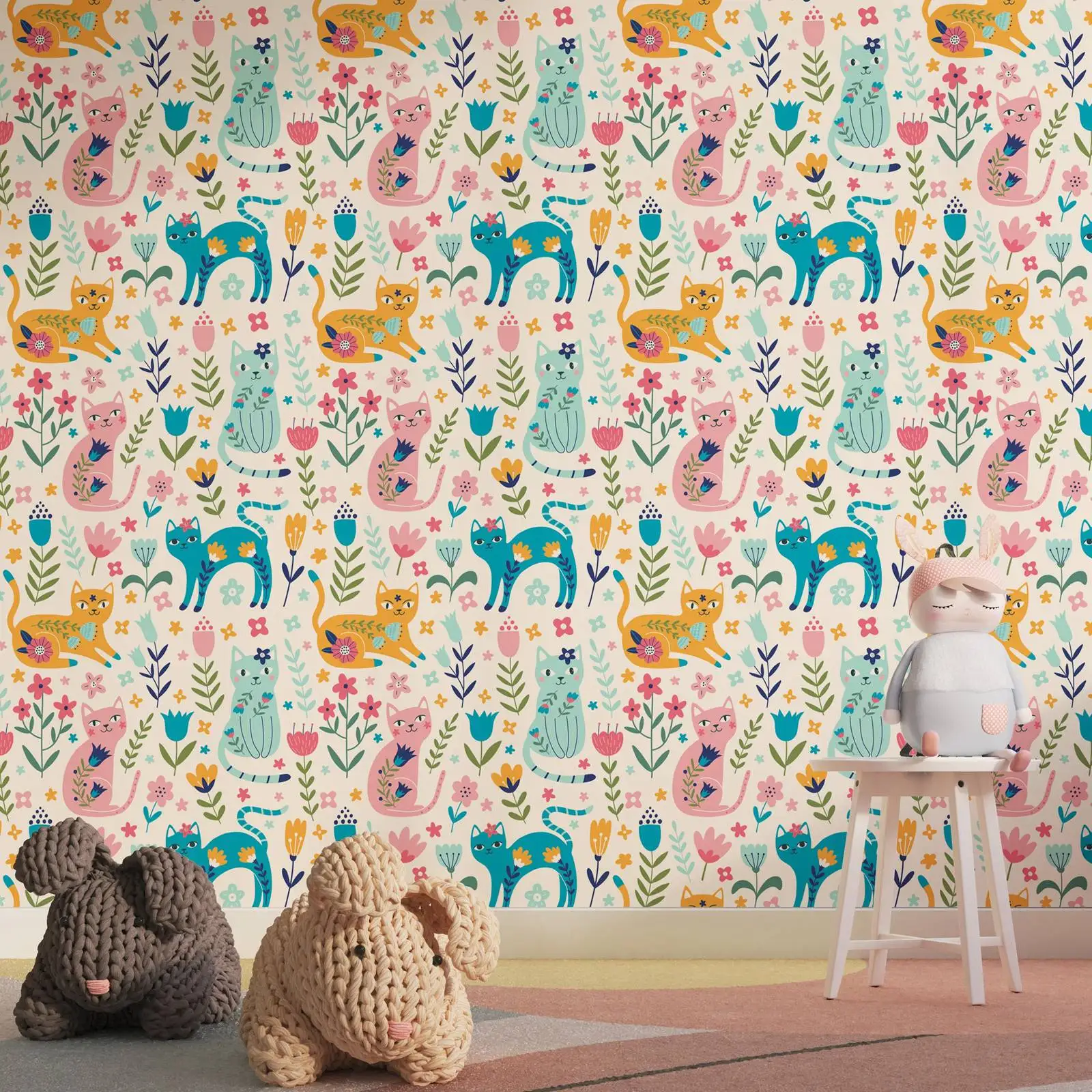 

Обои для детской комнаты с изображением кошек, настенные обои с изображением животных для детского декора спальни на заказ, обои для кошек, кожаные и прилипающие или традиционные