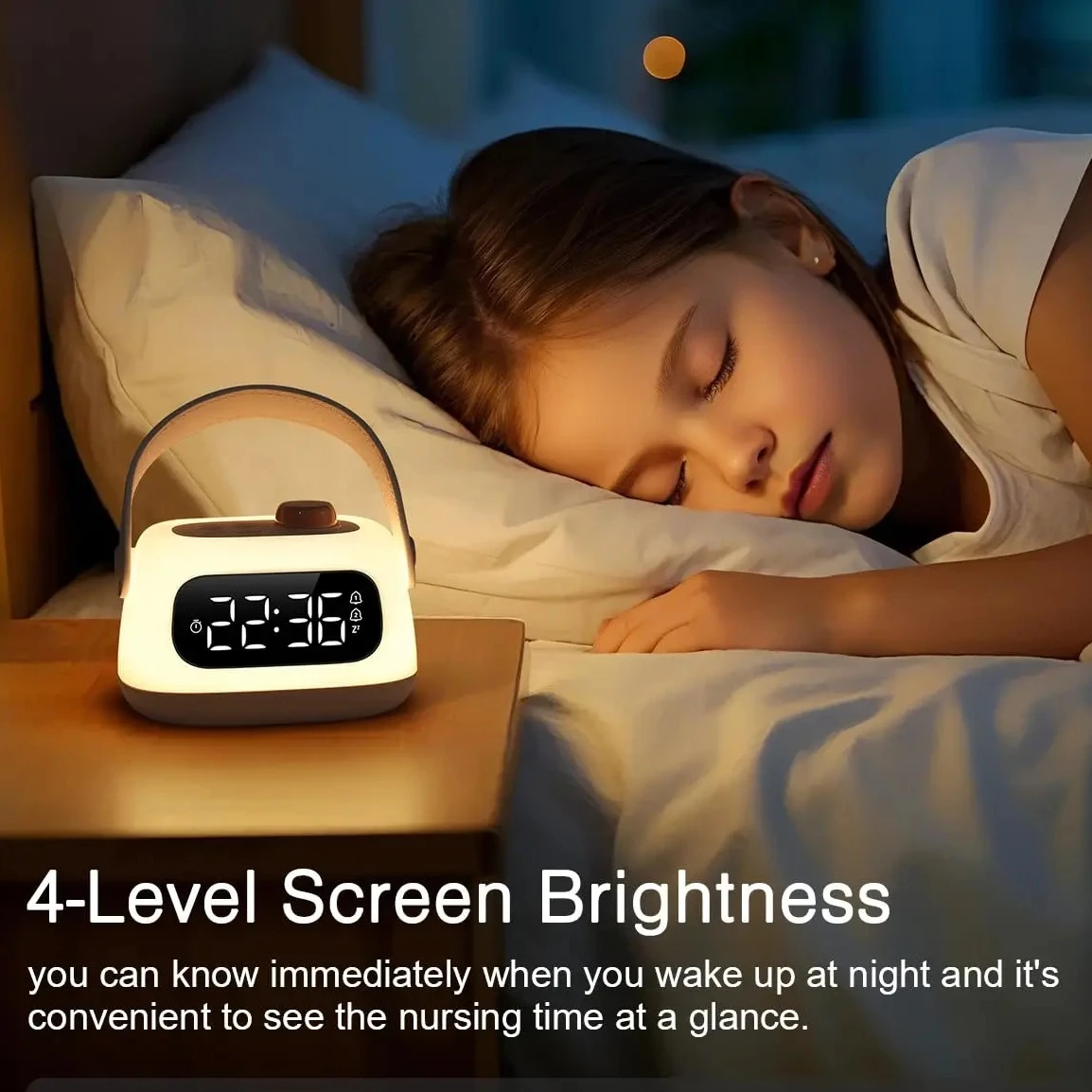 Night Light LED Alarm Clock Dual Snooze Timer  Adjustable Brightness Portable Rechargeable Bedside Digital Desk Alarm Clocks