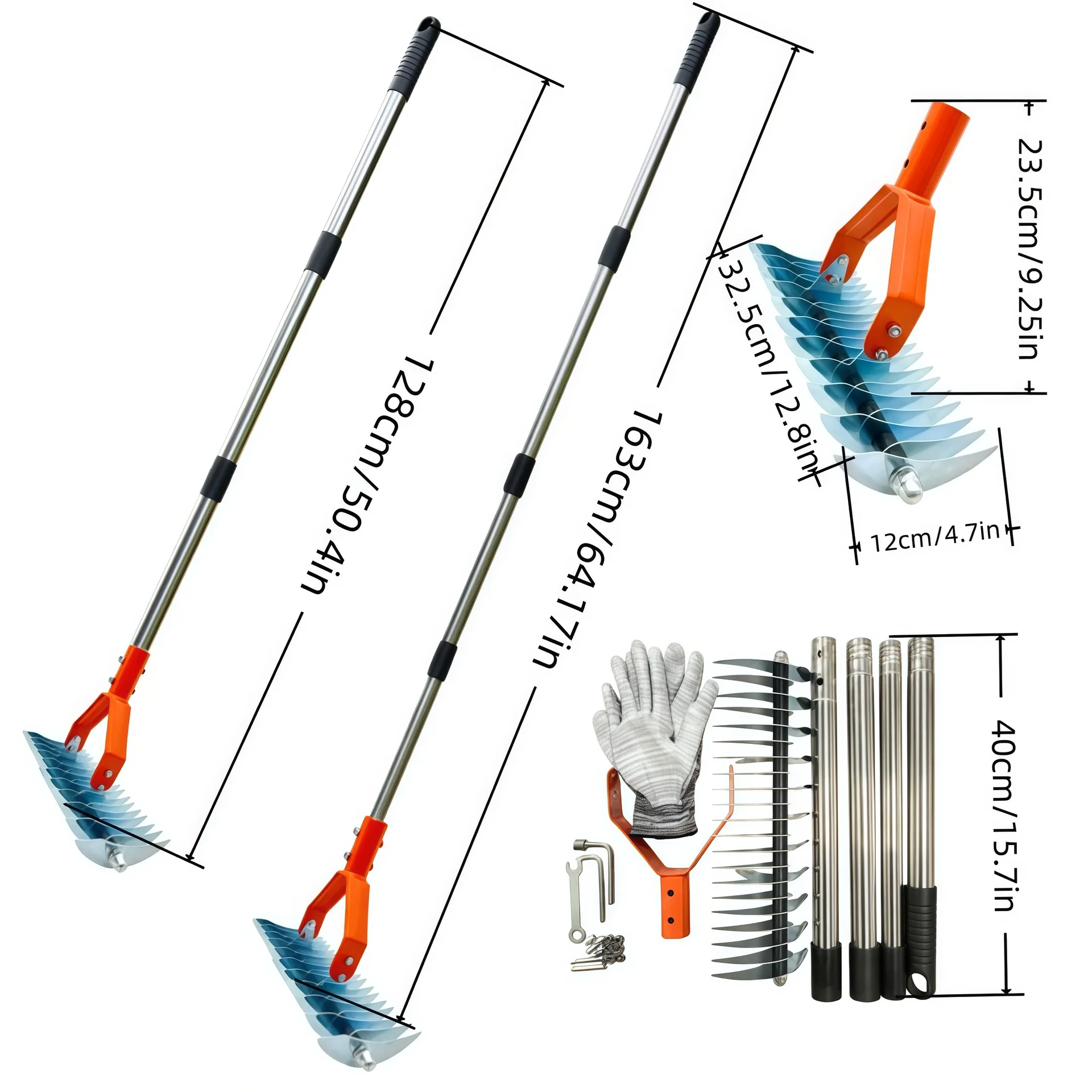 Detachable Lawn Grass Rake, Thatch Rake, Garden Leaf Rake, Soil Loosener, Soil Rake