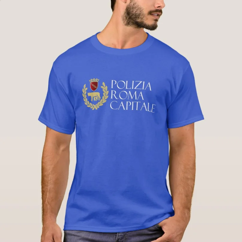 Italy City of Rome  Polizia Roma Capitale T-Shirt 100% Cotton O-Neck Summer Short Sleeve Casual Mens T-shirt Size S-3XL