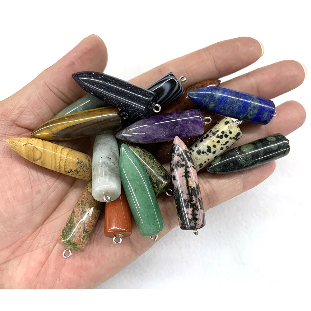 Wholesale 40x12mm Bullet Shape Stone Natural Crystals Amethyst Rose Quartz Reiki Gemstone for Men Women DIY Jewelry Making Gifts