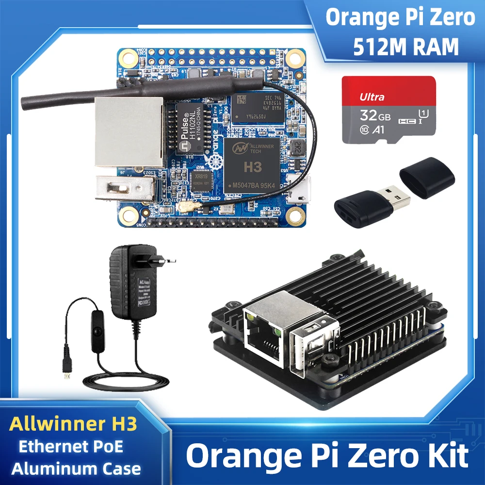 

Orange Pi Zero 512M RAM H3 Cortex-A7 Quad-Core 1.2G POE WiFi Antenna OTG Optional Case Power Supply Inferace Hat for OPI Zero