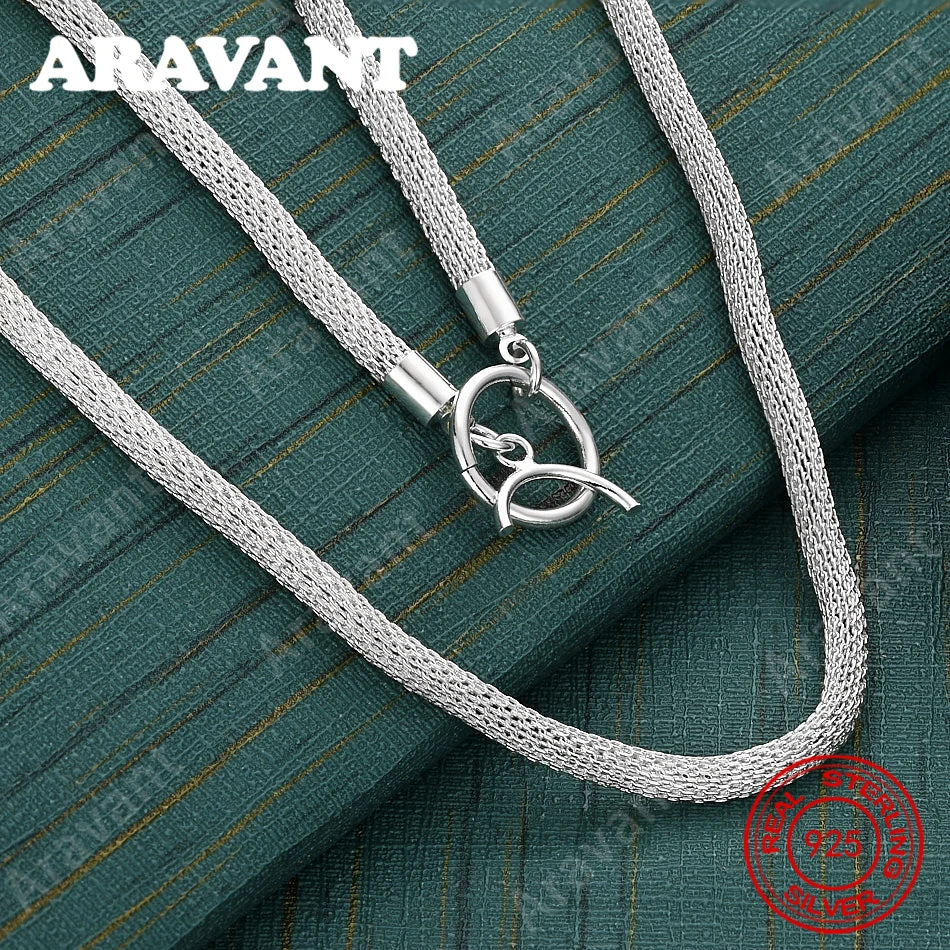 

Ожерелье-цепочка из стерлингового серебра 925 пробы с сетчатой цепочкой шириной 4 мм — свежий и элегантный дизайн для женских украшений на помолвку.