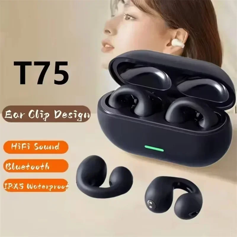 TWS T75 Wireless Headphones Bluetooth Earphones Touch Control Sport Earbuds Music Headset for Iphone Xiaomi Phones