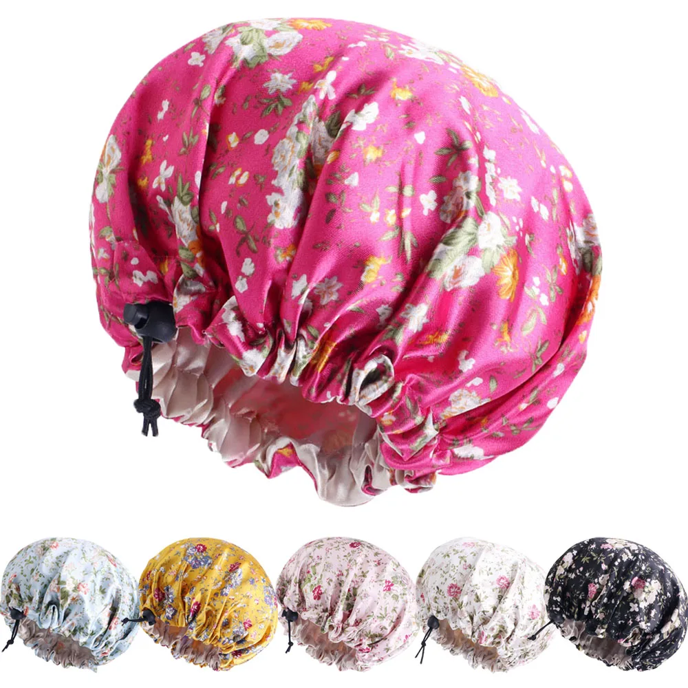 Kids Girls Ankara Satin Sleep Bonnet Adjustable African Children Sleeping Turban Hat Night Beanie Chemo Cap Hair Care