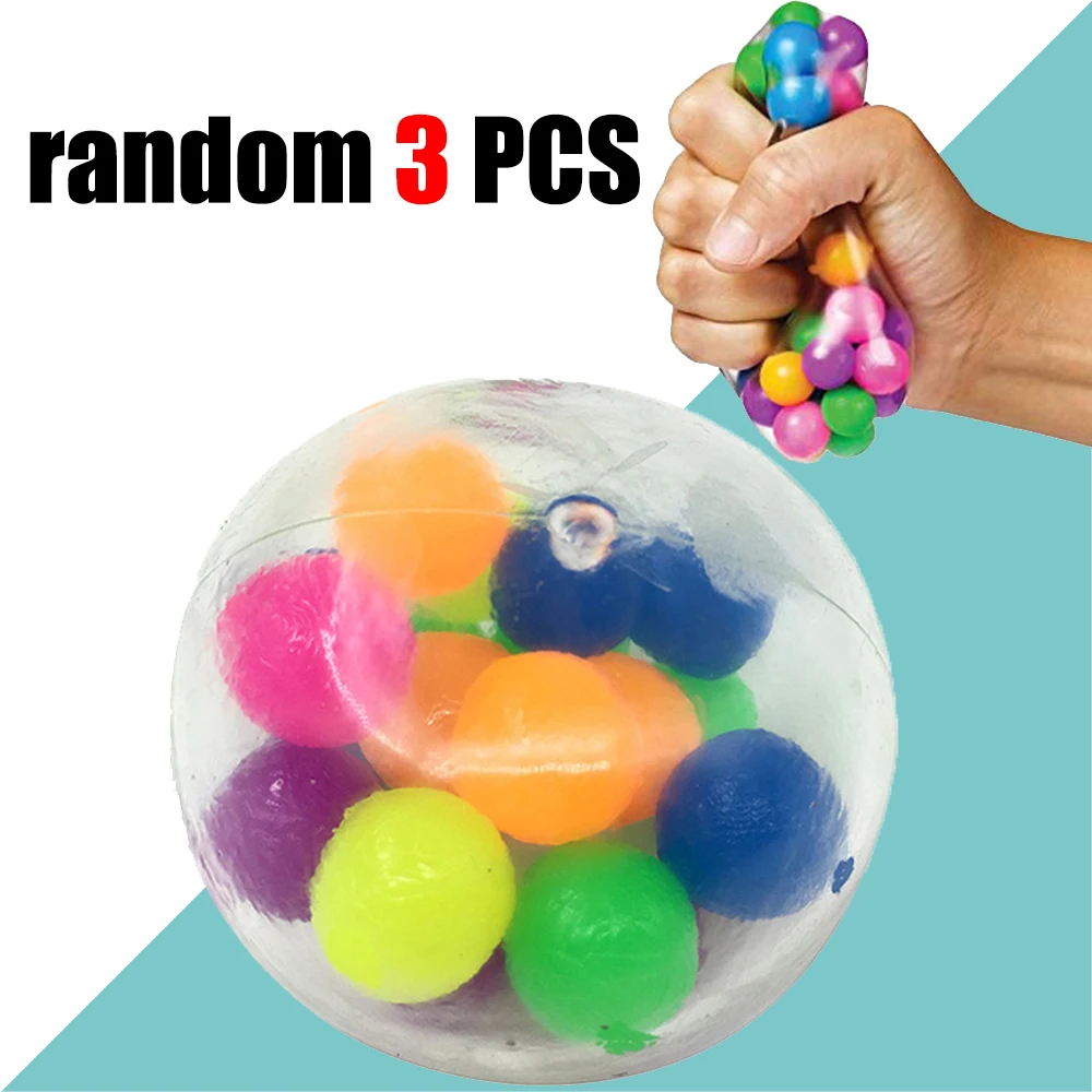 3 pezzi perline colorate autismo umore spremere sollievo sfiato sano arcobaleno agitarsi sensoriale palla morbida ufficio per adulti giocattoli antistress