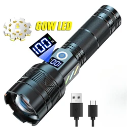 USB Charging Outdoor Flashlight High Power Strong Light Long Range LEP Flashlight Telescopic Zoom Super Bright Torch