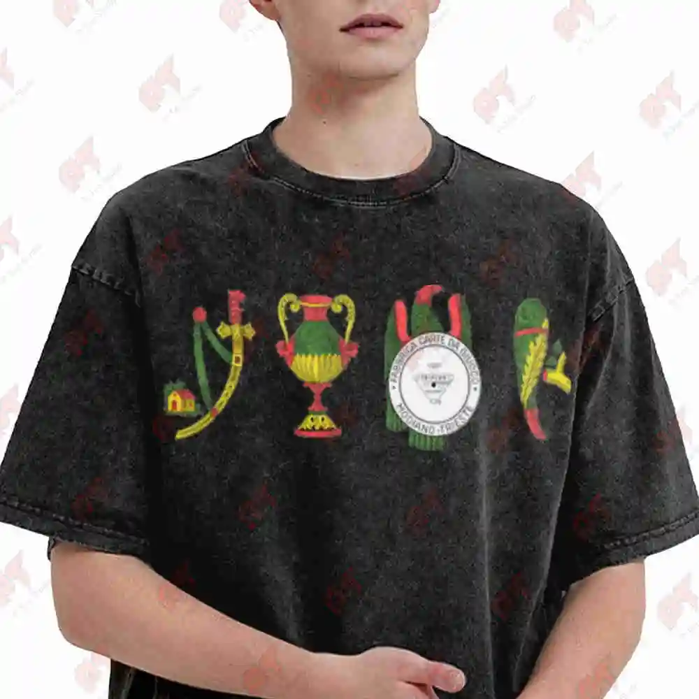 ScorpaBriscolaiciliane Ace Asso Italian Card Game Vintage Washed Tee Pure Cotton T-Shirt
