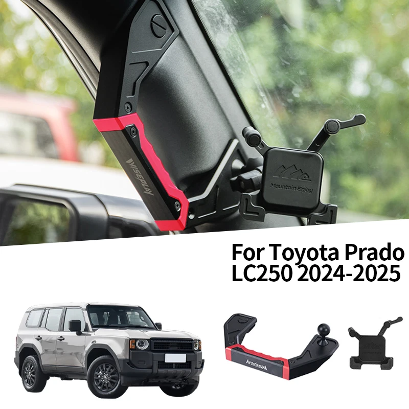 Suporte de telefone para porta de carro, para lhd toyota prado lc250 2024 + lado do motorista, alumínio, pilar a, guiador, acessórios de montagem gopr