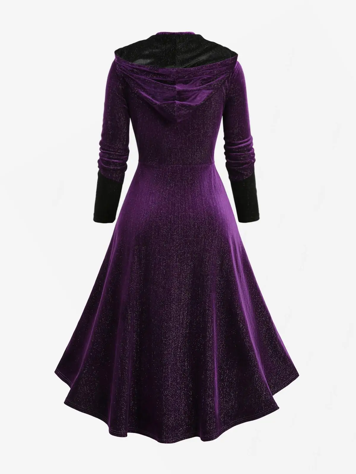 ROSEGAL Cappotto con cappuccio asimmetrico con volant taglie forti Capispalla autunnale da donna Cappotti casual con bottoni a maniche lunghe viola