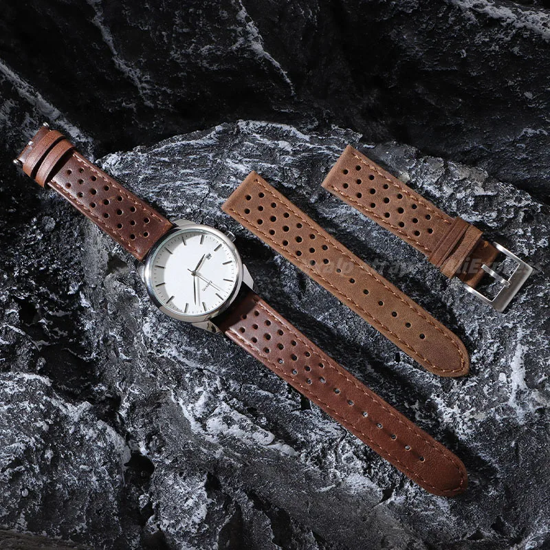 Retro Cowhide Leatehr Watch Band 18mm 20mm 22mm Matte&Oil Leather Strap for Tag Heuer for Seiko Bracelet Watchband Accessories