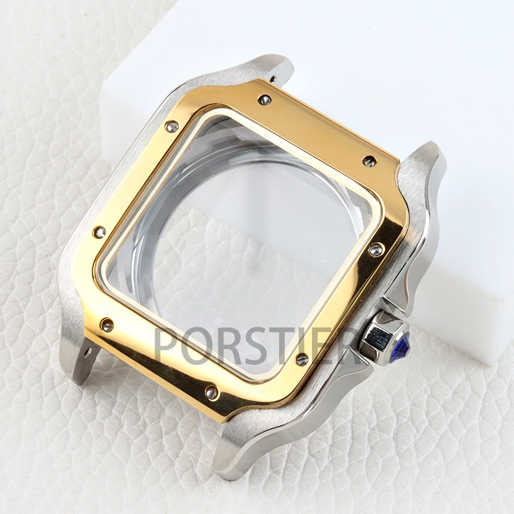

Silver/Gold 38mm NH35 Watch Case Waterproof for Seiko NH35 NH36 NH38 Movement 27mm Dial Santos Solid 316L Stainless Steel