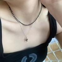 Kpop Fashion Star Pentagram Pendant Y2K Beaded Choker Necklace For Women Men Aesthetic Jewelry Punk Hip Hop Grunge Accessories