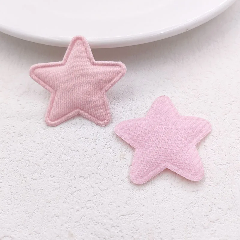 60Pcs/Lot 3.5CM Fabric Star Padded Appliques For DIY Handmade Children Headwear Garment Accessories Patches