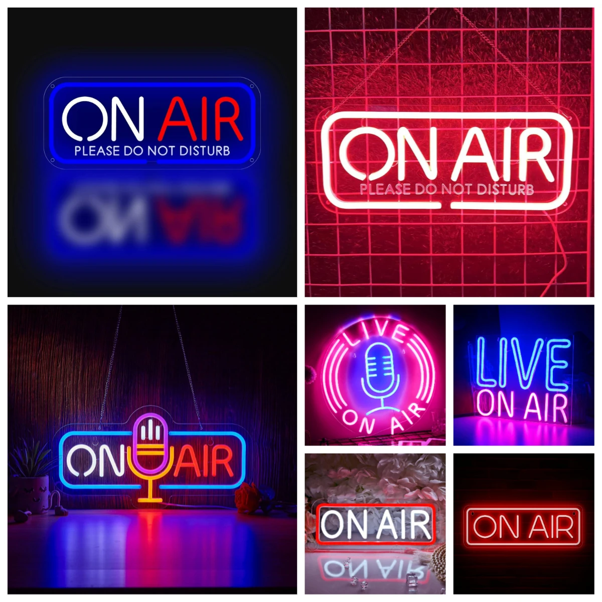 ON AIR Neon Sign USB Dimmable LED Neon Lights for Home Studio Bedroom Office Game Room Podcast Streaming Decor Signboard Light