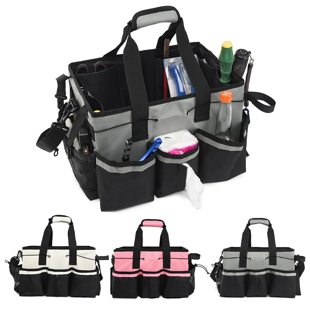 Multifunctional Cleaning Tool Storage Bag, Thick Oxford Cloth Cleaner Carry Backpack with Crossbody & Handheld Strap, Transparen